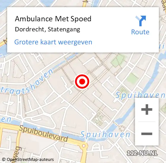 Locatie op kaart van de 112 melding: Ambulance Met Spoed Naar Dordrecht, Statengang op 27 januari 2024 23:58