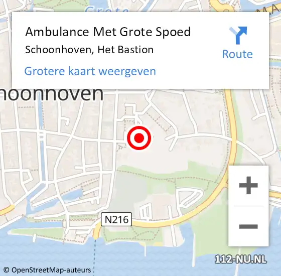 Locatie op kaart van de 112 melding: Ambulance Met Grote Spoed Naar Schoonhoven, Het Bastion op 28 januari 2024 00:41