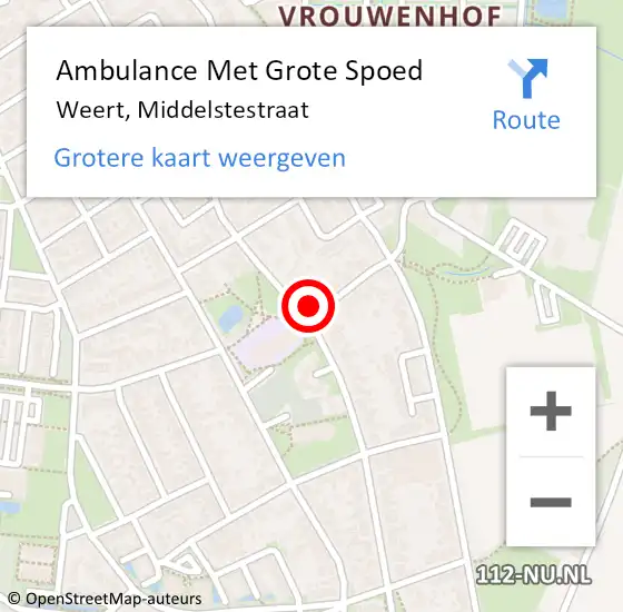 Locatie op kaart van de 112 melding: Ambulance Met Grote Spoed Naar Weert, Middelstestraat op 28 januari 2024 01:30