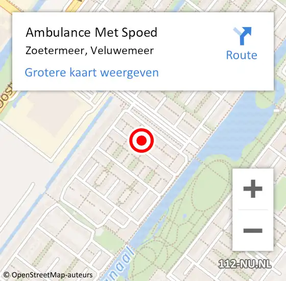 Locatie op kaart van de 112 melding: Ambulance Met Spoed Naar Zoetermeer, Veluwemeer op 28 januari 2024 01:56