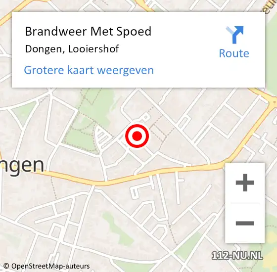 Locatie op kaart van de 112 melding: Brandweer Met Spoed Naar Dongen, Looiershof op 28 januari 2024 02:47