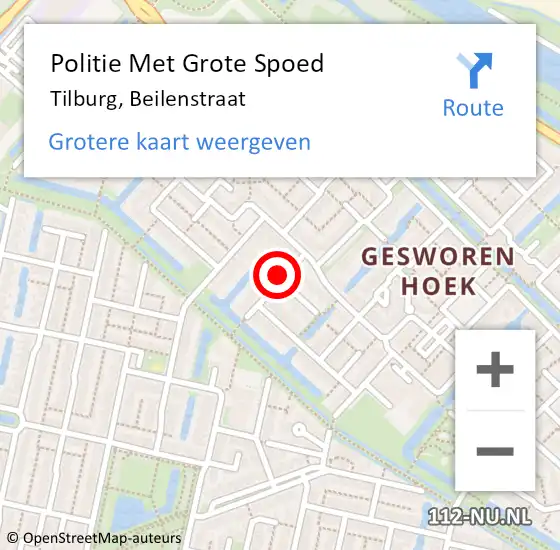 Locatie op kaart van de 112 melding: Politie Met Grote Spoed Naar Tilburg, Beilenstraat op 28 januari 2024 03:22