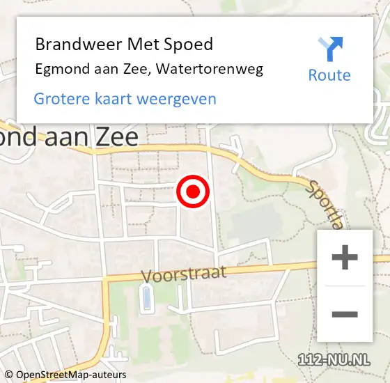 Locatie op kaart van de 112 melding: Brandweer Met Spoed Naar Egmond aan Zee, Watertorenweg op 28 januari 2024 03:39