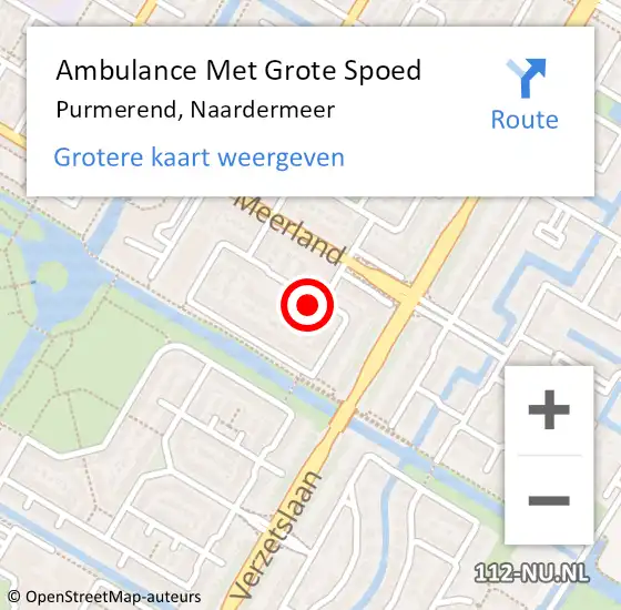 Locatie op kaart van de 112 melding: Ambulance Met Grote Spoed Naar Purmerend, Naardermeer op 28 januari 2024 03:56