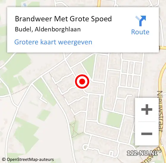 Locatie op kaart van de 112 melding: Brandweer Met Grote Spoed Naar Budel, Aldenborghlaan op 28 januari 2024 04:03