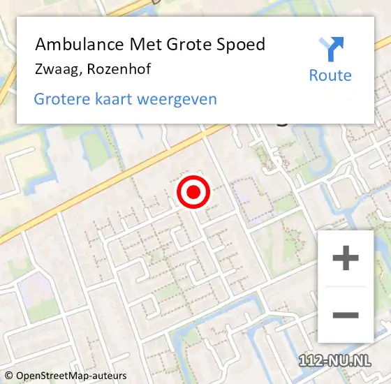 Locatie op kaart van de 112 melding: Ambulance Met Grote Spoed Naar Zwaag, Rozenhof op 28 januari 2024 04:05