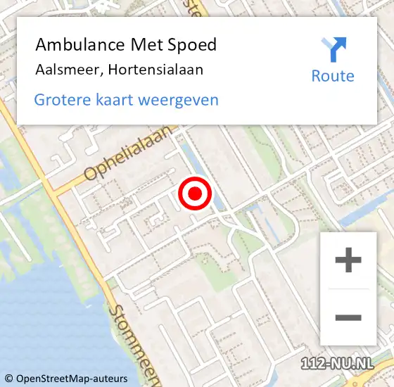 Locatie op kaart van de 112 melding: Ambulance Met Spoed Naar Aalsmeer, Hortensialaan op 28 januari 2024 04:21