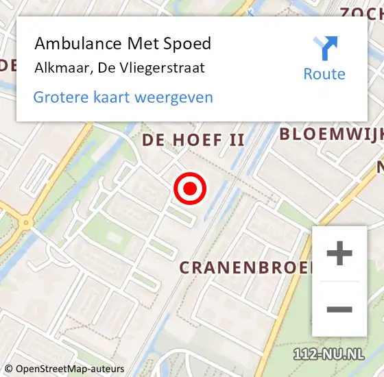 Locatie op kaart van de 112 melding: Ambulance Met Spoed Naar Alkmaar, De Vliegerstraat op 28 januari 2024 04:44