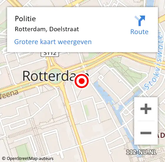 Locatie op kaart van de 112 melding: Politie Rotterdam, Doelstraat op 28 januari 2024 05:04