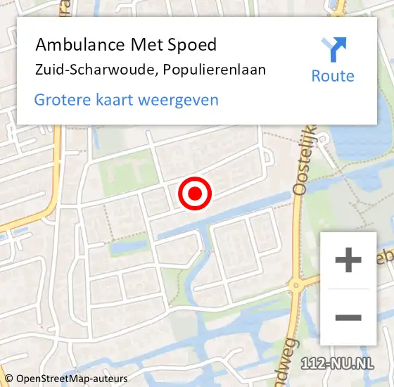 Locatie op kaart van de 112 melding: Ambulance Met Spoed Naar Zuid-Scharwoude, Populierenlaan op 28 januari 2024 05:12