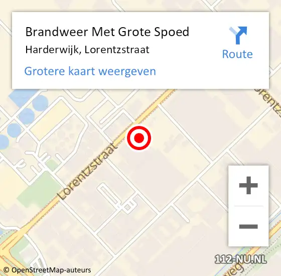 Locatie op kaart van de 112 melding: Brandweer Met Grote Spoed Naar Harderwijk, Lorentzstraat op 28 januari 2024 05:38