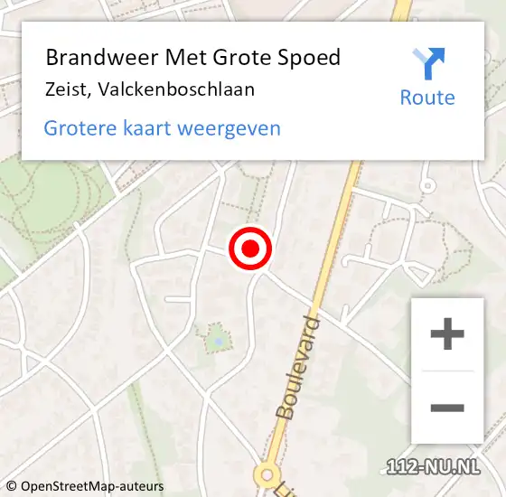 Locatie op kaart van de 112 melding: Brandweer Met Grote Spoed Naar Zeist, Valckenboschlaan op 28 januari 2024 05:54