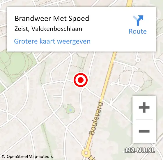 Locatie op kaart van de 112 melding: Brandweer Met Spoed Naar Zeist, Valckenboschlaan op 28 januari 2024 06:26