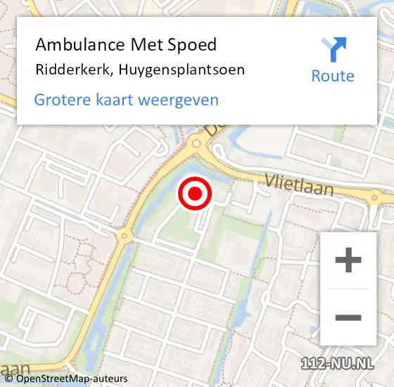 Locatie op kaart van de 112 melding: Ambulance Met Spoed Naar Ridderkerk, Huygensplantsoen op 28 januari 2024 07:12