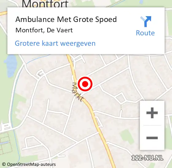 Locatie op kaart van de 112 melding: Ambulance Met Grote Spoed Naar Montfort, De Vaert op 28 januari 2024 07:46