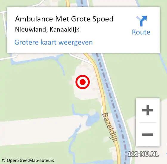 Locatie op kaart van de 112 melding: Ambulance Met Grote Spoed Naar Nieuwland, Kanaaldijk op 28 januari 2024 08:52