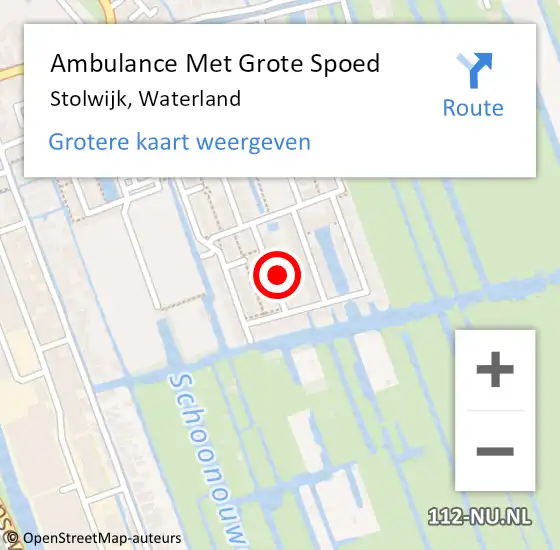 Locatie op kaart van de 112 melding: Ambulance Met Grote Spoed Naar Stolwijk, Waterland op 28 januari 2024 09:32