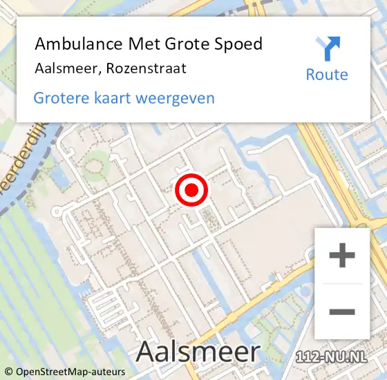 Locatie op kaart van de 112 melding: Ambulance Met Grote Spoed Naar Aalsmeer, Rozenstraat op 28 januari 2024 09:41