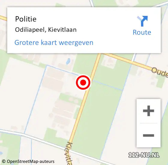 Locatie op kaart van de 112 melding: Politie Odiliapeel, Kievitlaan op 28 januari 2024 09:44