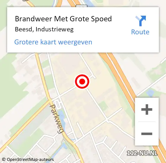 Locatie op kaart van de 112 melding: Brandweer Met Grote Spoed Naar Beesd, Industrieweg op 23 september 2014 18:47