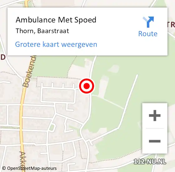 Locatie op kaart van de 112 melding: Ambulance Met Spoed Naar Thorn, Baarstraat op 28 januari 2024 10:15