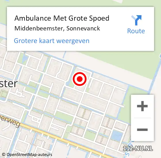 Locatie op kaart van de 112 melding: Ambulance Met Grote Spoed Naar Middenbeemster, Sonnevanck op 28 januari 2024 10:16