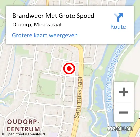 Locatie op kaart van de 112 melding: Brandweer Met Grote Spoed Naar Oudorp, Mirasstraat op 28 januari 2024 10:27