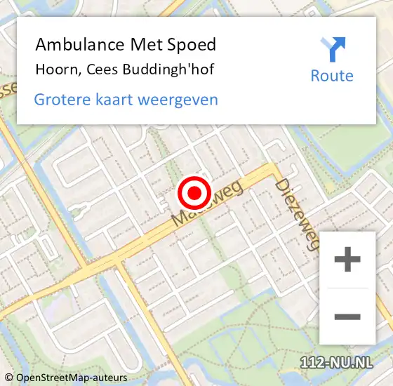 Locatie op kaart van de 112 melding: Ambulance Met Spoed Naar Hoorn, Cees Buddingh'hof op 28 januari 2024 10:31