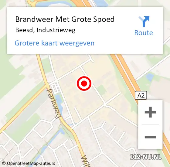 Locatie op kaart van de 112 melding: Brandweer Met Grote Spoed Naar Beesd, Industrieweg op 23 september 2014 18:49