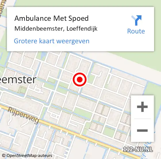 Locatie op kaart van de 112 melding: Ambulance Met Spoed Naar Middenbeemster, Loeffendijk op 28 januari 2024 10:41