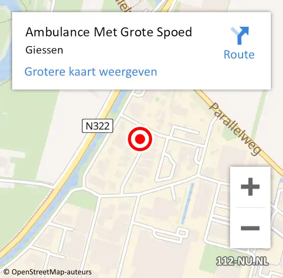 Locatie op kaart van de 112 melding: Ambulance Met Grote Spoed Naar Giessen op 28 januari 2024 10:52