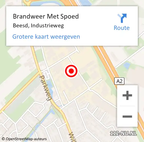 Locatie op kaart van de 112 melding: Brandweer Met Spoed Naar Beesd, Industrieweg op 23 september 2014 18:52