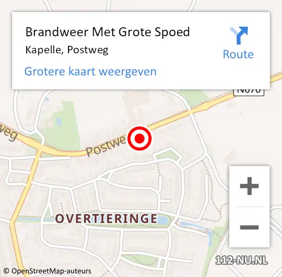 Locatie op kaart van de 112 melding: Brandweer Met Grote Spoed Naar Kapelle, Postweg op 28 januari 2024 10:54