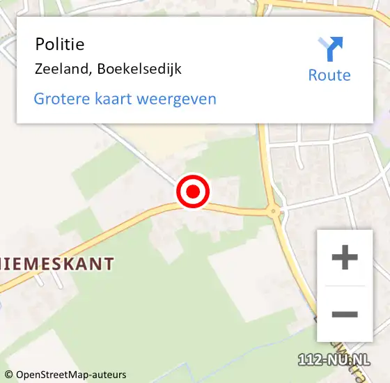 Locatie op kaart van de 112 melding: Politie Zeeland, Boekelsedijk op 28 januari 2024 11:01