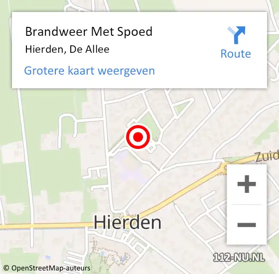 Locatie op kaart van de 112 melding: Brandweer Met Spoed Naar Hierden, De Allee op 28 januari 2024 11:02