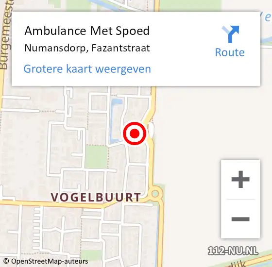 Locatie op kaart van de 112 melding: Ambulance Met Spoed Naar Numansdorp, Fazantstraat op 28 januari 2024 11:13