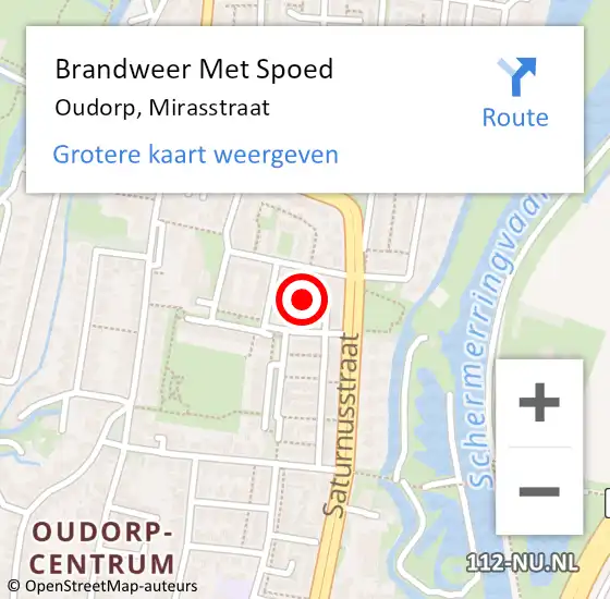 Locatie op kaart van de 112 melding: Brandweer Met Spoed Naar Oudorp, Mirasstraat op 28 januari 2024 11:20