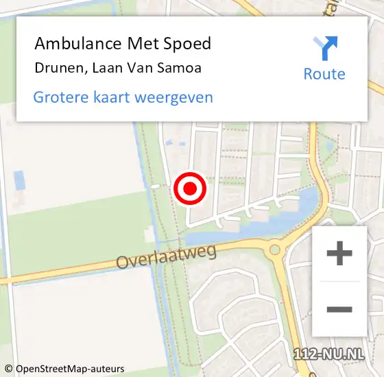 Locatie op kaart van de 112 melding: Ambulance Met Spoed Naar Drunen, Laan Van Samoa op 23 september 2014 18:56