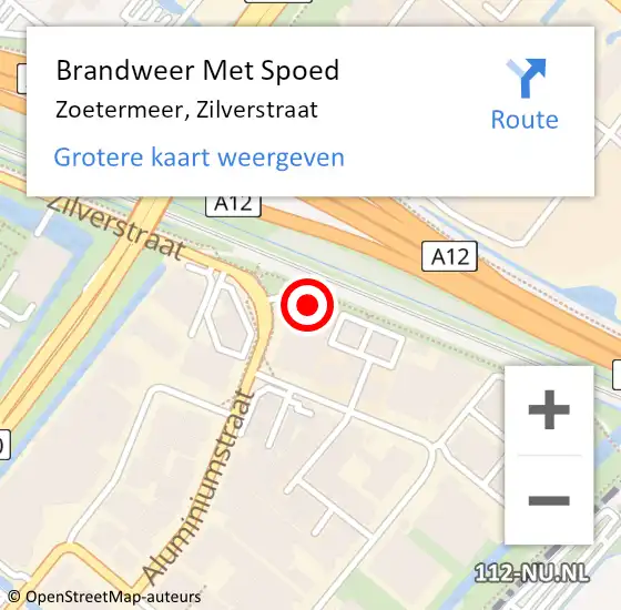 Locatie op kaart van de 112 melding: Brandweer Met Spoed Naar Zoetermeer, Zilverstraat op 28 januari 2024 11:46