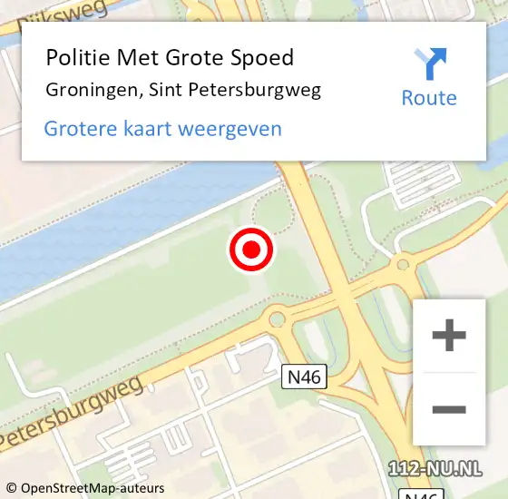 Locatie op kaart van de 112 melding: Politie Met Grote Spoed Naar Groningen, Sint Petersburgweg op 28 januari 2024 11:47