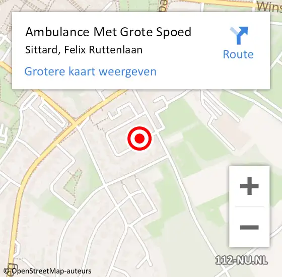 Locatie op kaart van de 112 melding: Ambulance Met Grote Spoed Naar Sittard, Felix Ruttenlaan op 23 september 2014 19:00