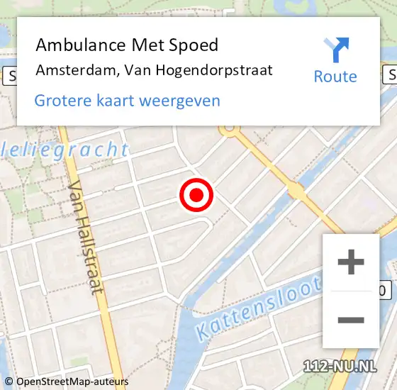 Locatie op kaart van de 112 melding: Ambulance Met Spoed Naar Amsterdam, Van Hogendorpstraat op 28 januari 2024 12:22