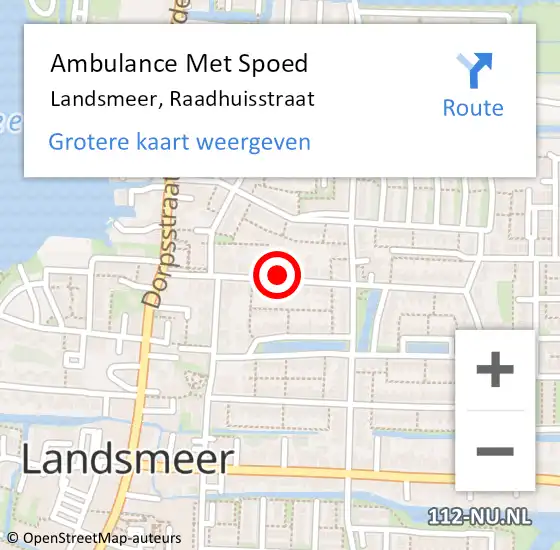 Locatie op kaart van de 112 melding: Ambulance Met Spoed Naar Landsmeer, Raadhuisstraat op 28 januari 2024 12:38