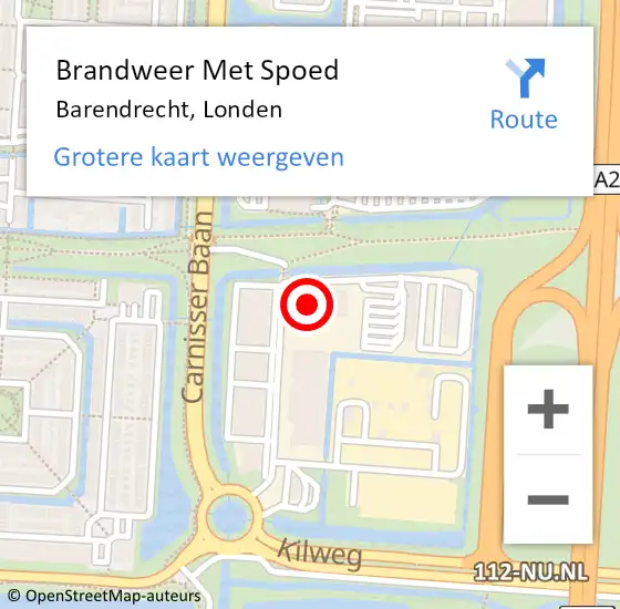 Locatie op kaart van de 112 melding: Brandweer Met Spoed Naar Barendrecht, Londen op 28 januari 2024 13:41