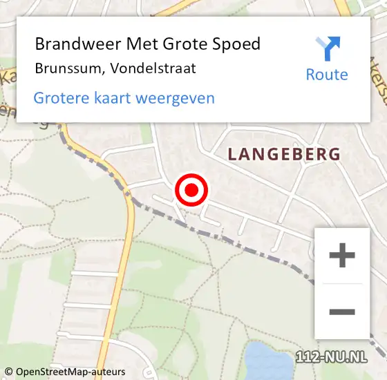 Locatie op kaart van de 112 melding: Brandweer Met Grote Spoed Naar Brunssum, Vondelstraat op 28 januari 2024 13:53