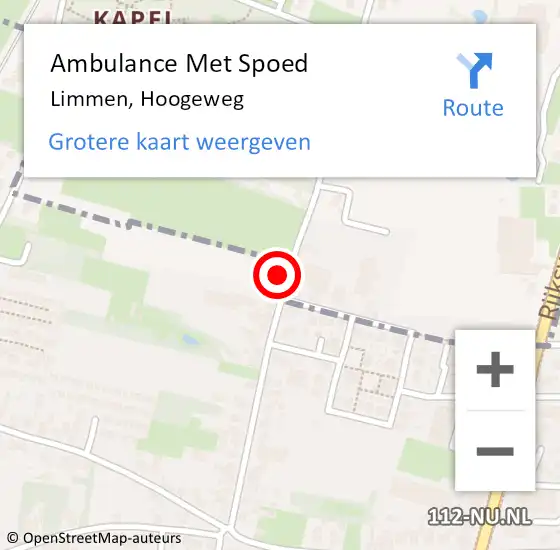 Locatie op kaart van de 112 melding: Ambulance Met Spoed Naar Limmen, Hoogeweg op 28 januari 2024 14:21