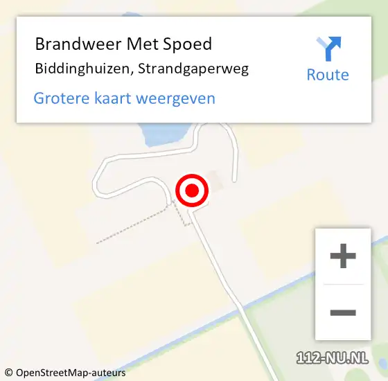 Locatie op kaart van de 112 melding: Brandweer Met Spoed Naar Biddinghuizen, Strandgaperweg op 28 januari 2024 15:10