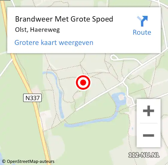 Locatie op kaart van de 112 melding: Brandweer Met Grote Spoed Naar Olst, Haereweg op 28 januari 2024 15:31