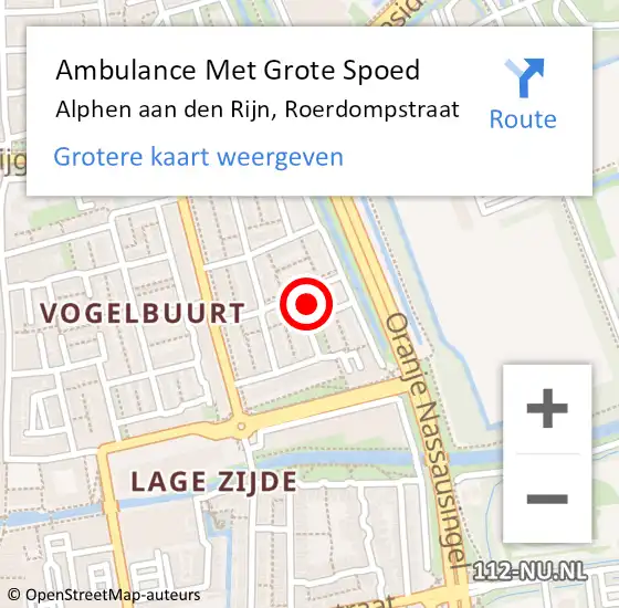 Locatie op kaart van de 112 melding: Ambulance Met Grote Spoed Naar Alphen aan den Rijn, Roerdompstraat op 28 januari 2024 15:35