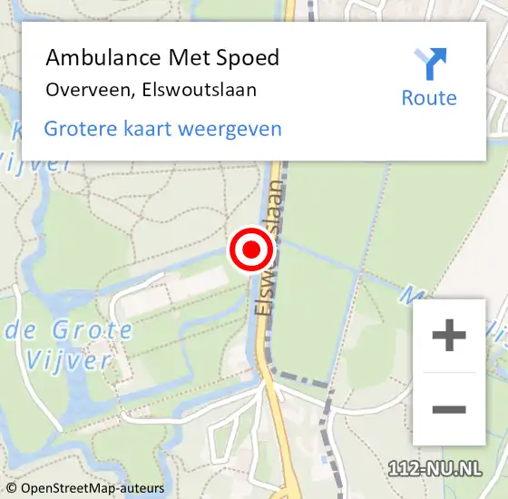 Locatie op kaart van de 112 melding: Ambulance Met Spoed Naar Overveen, Elswoutslaan op 28 januari 2024 16:05